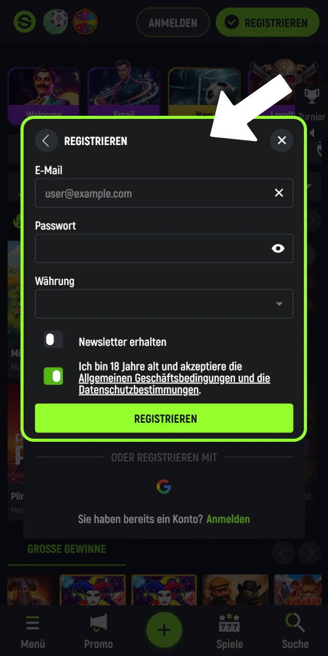 Registrieren Sie sich schnell auf der Plattform von Spingreen offiziell.